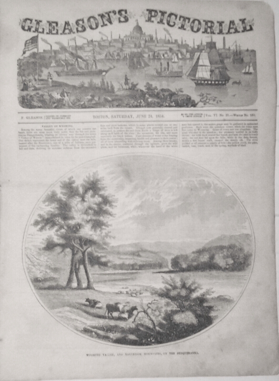 Gleason's Pictorial, June 24, 1854. Wyoming Valley; Japan Scenes; Frigate Fulton