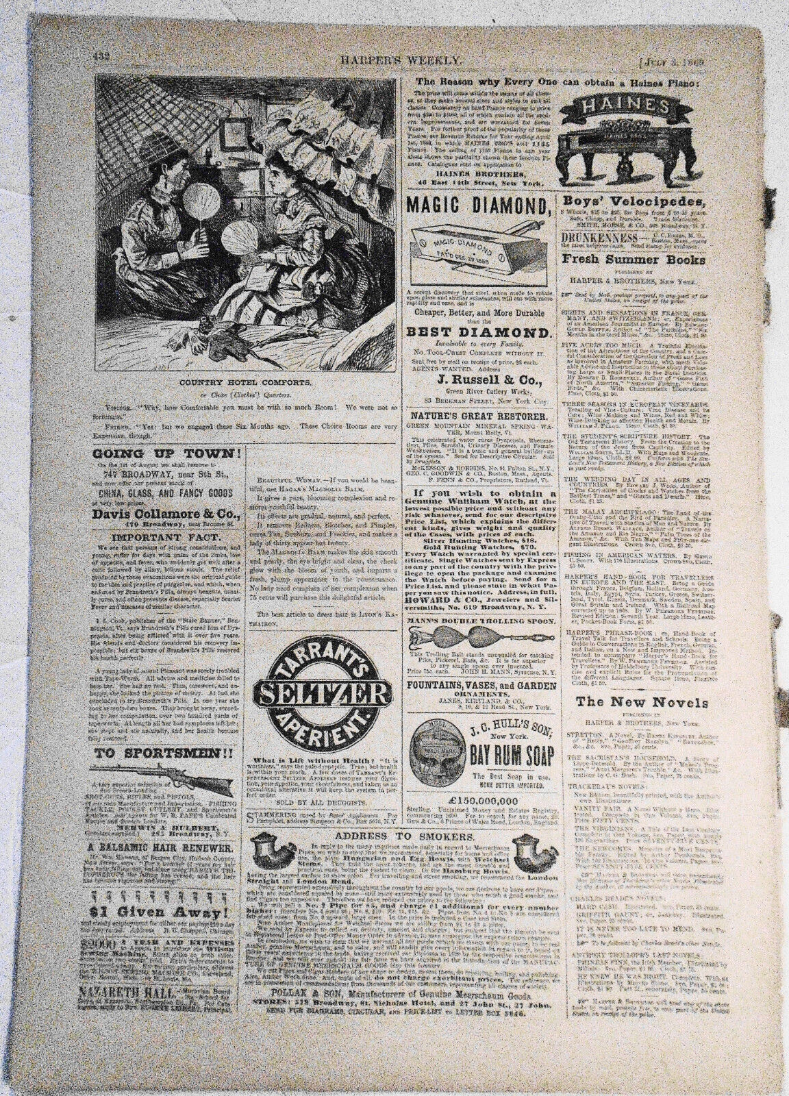 [Baseball] Cincinnati Red Stockings  Harper's Weekly July 3, 1869 - ORIGINAL