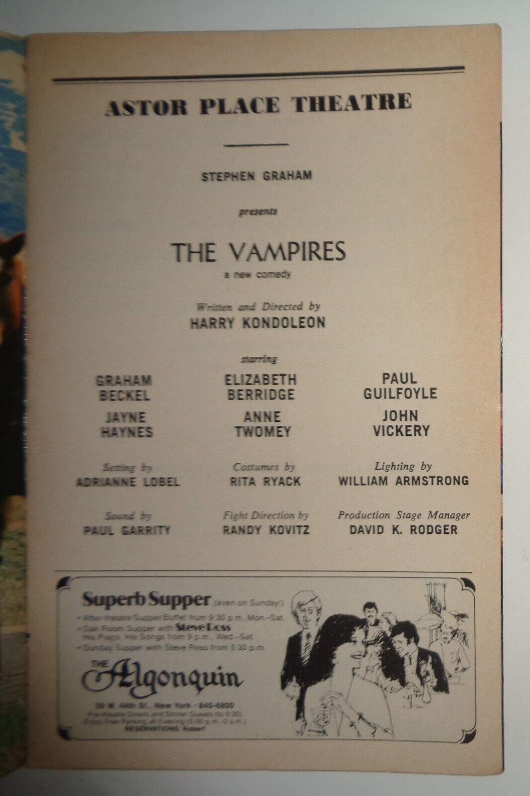 THE VAMPIRES - SHOWBILL - APRIL 1984 - ASTOR PLACE THEATRE, NYC