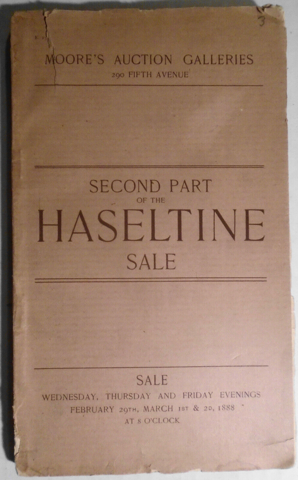 1888  Catalogue Of  2nd Part Collection Paintings Belonging To Charles Haseltine