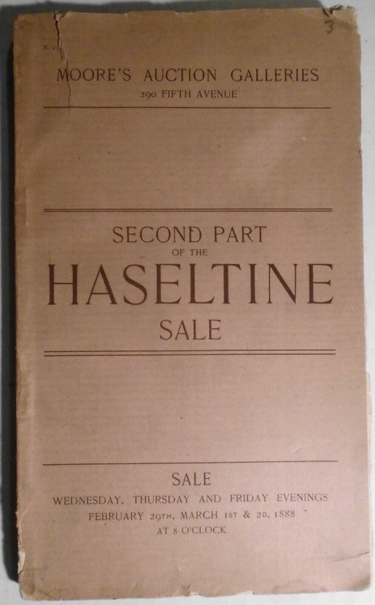 1888  Catalogue Of  2nd Part Collection Paintings Belonging To Charles Haseltine