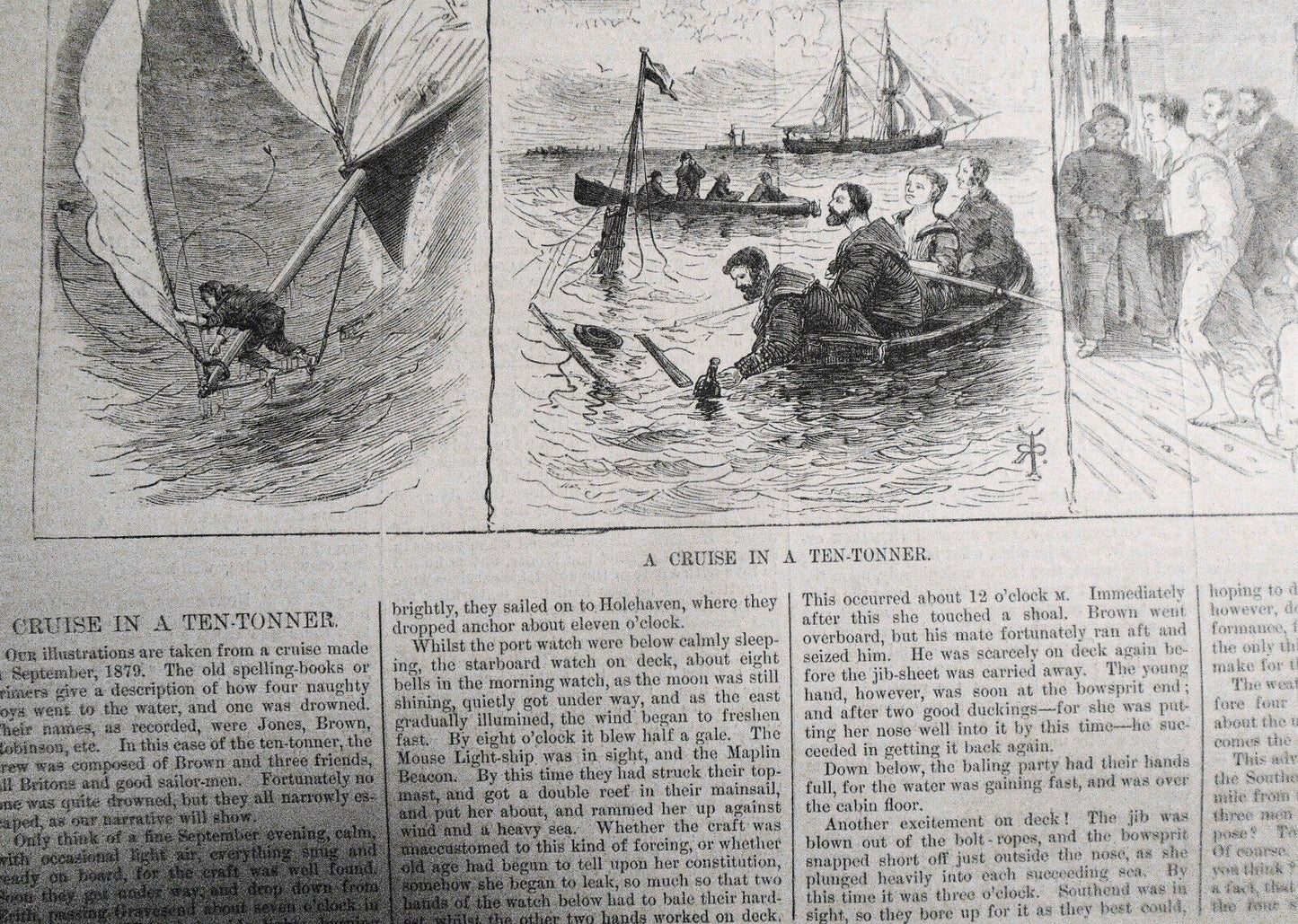 A Cruise in a Ten-tonner -  Harper's Weekly,  June 5, 1880 - ORIGINAL print
