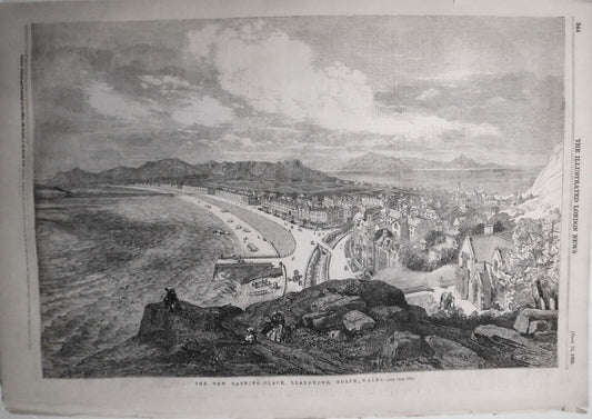 1855 The new bathing-place, Llandudno, North Wales.  Original print.