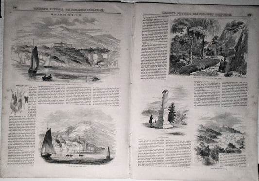 Sketches Of West Point, May 1, 1852. Gleason's Double Page With Story & 6 Prints