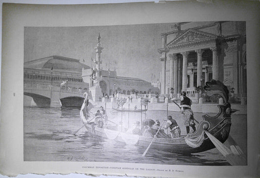 Columbian exposition: Venetian gondolas on the lagoon, by H. D. Nichols. HW 1893