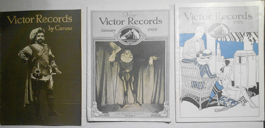 Three Victor Records catalogs : Enrico Caruso (1922), 1919 & 1920.