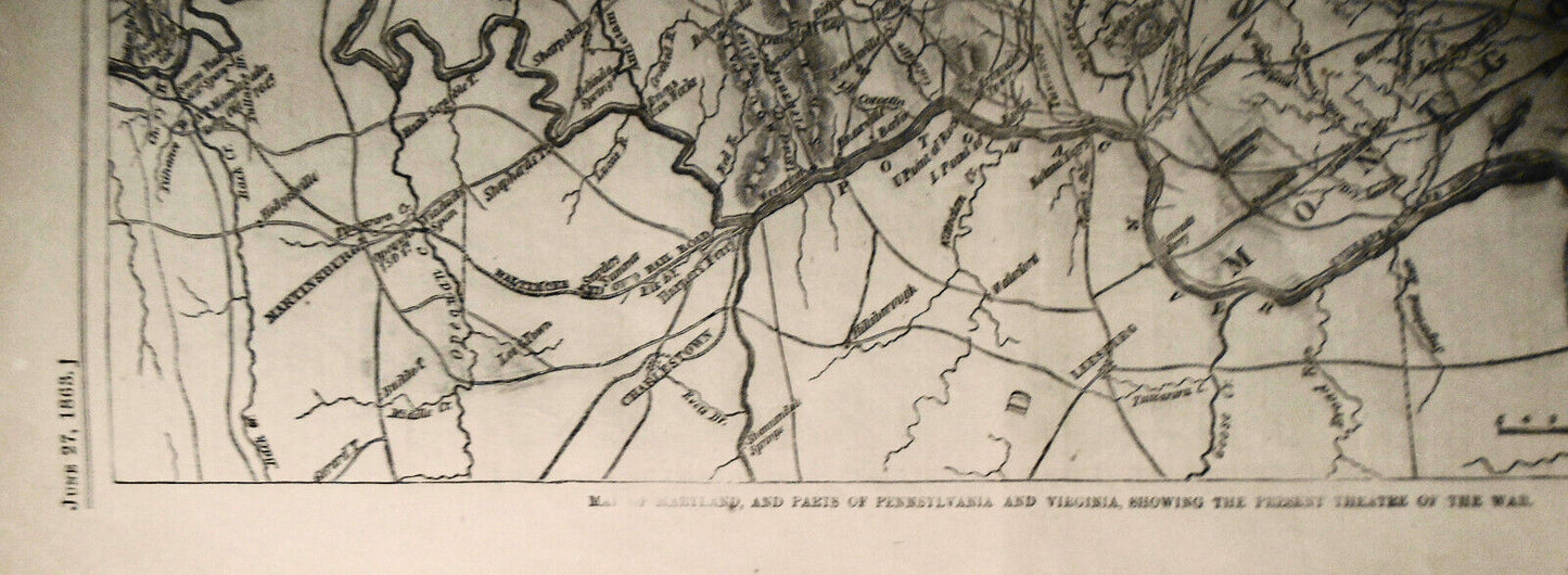 Harper's Weekly June 27, 1863 - Civil War reports / Map of Theatre of Operations