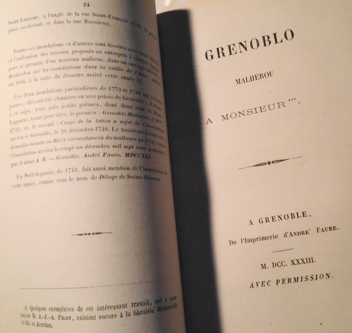 1859 Grenoble inonde. I. Notice sur l'inondation... II. Grenoblo malherou... etc
