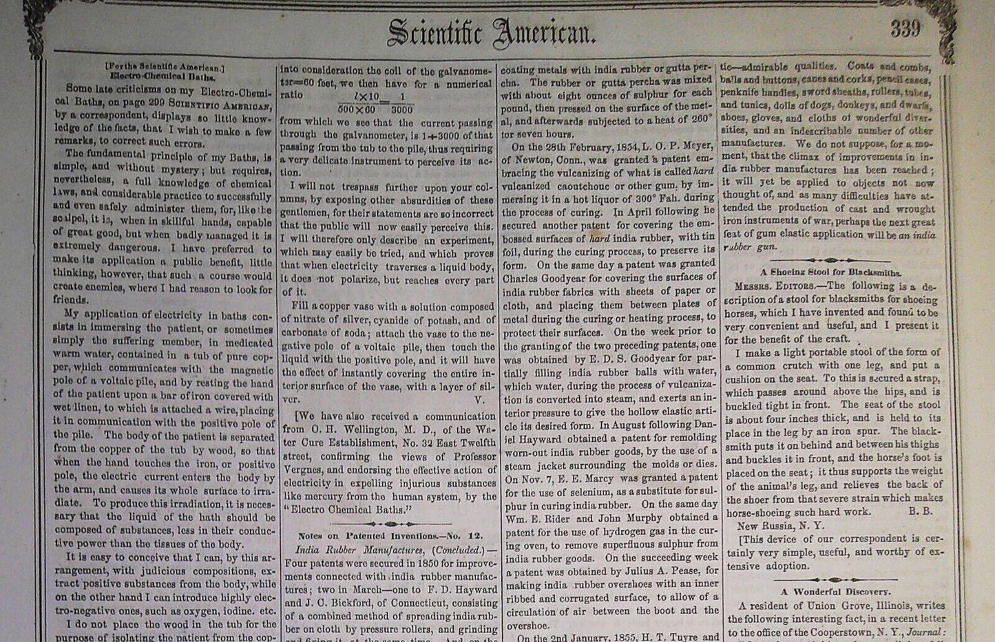 Scientific American July 5, 1856. Electro-Chemical Baths; New Steam Frigates etc