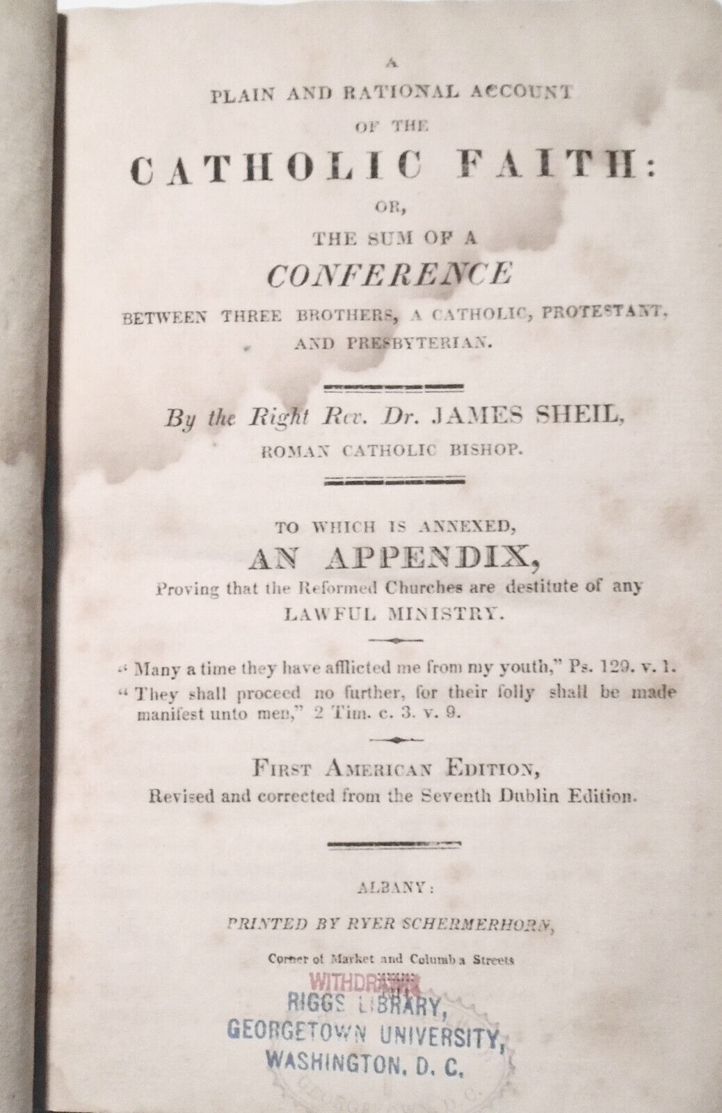 1814 A plain and rational account of the Catholic faith, by Robert Manning