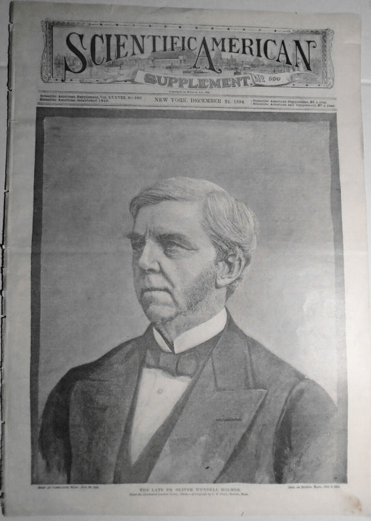 Scientific American Supplement No. 990 December 22, 1894. Oliver Wendell Holmes.