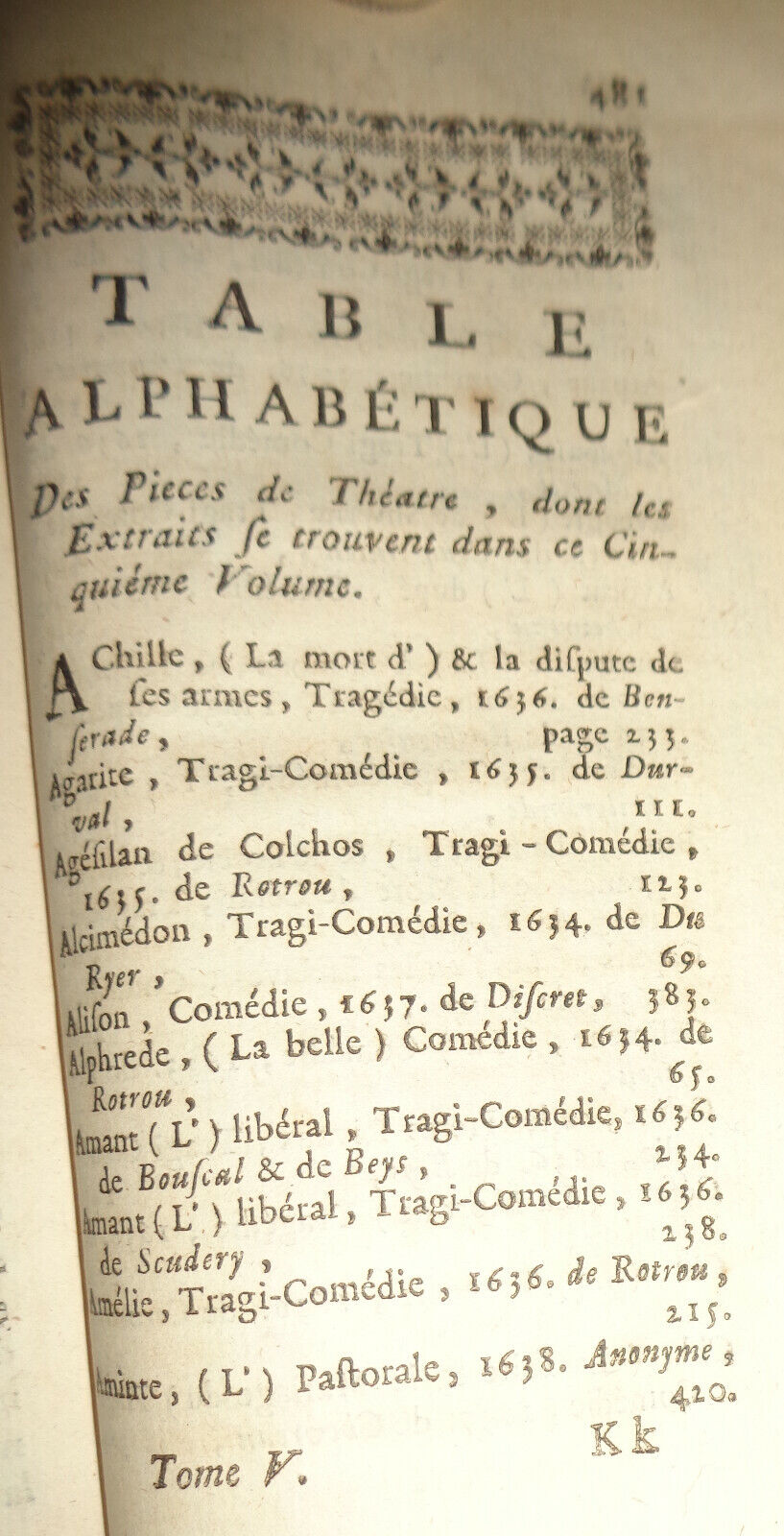 1745 Histoire Du Théâtre François Depuis Son Origine jusqu'à présent Tome Cinq