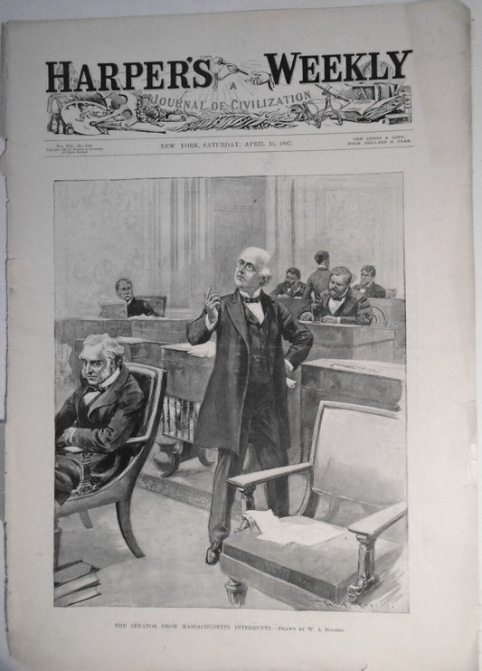 The Senator From Massachusetts Interrupts - Harper's Weekly, April 10, 1897