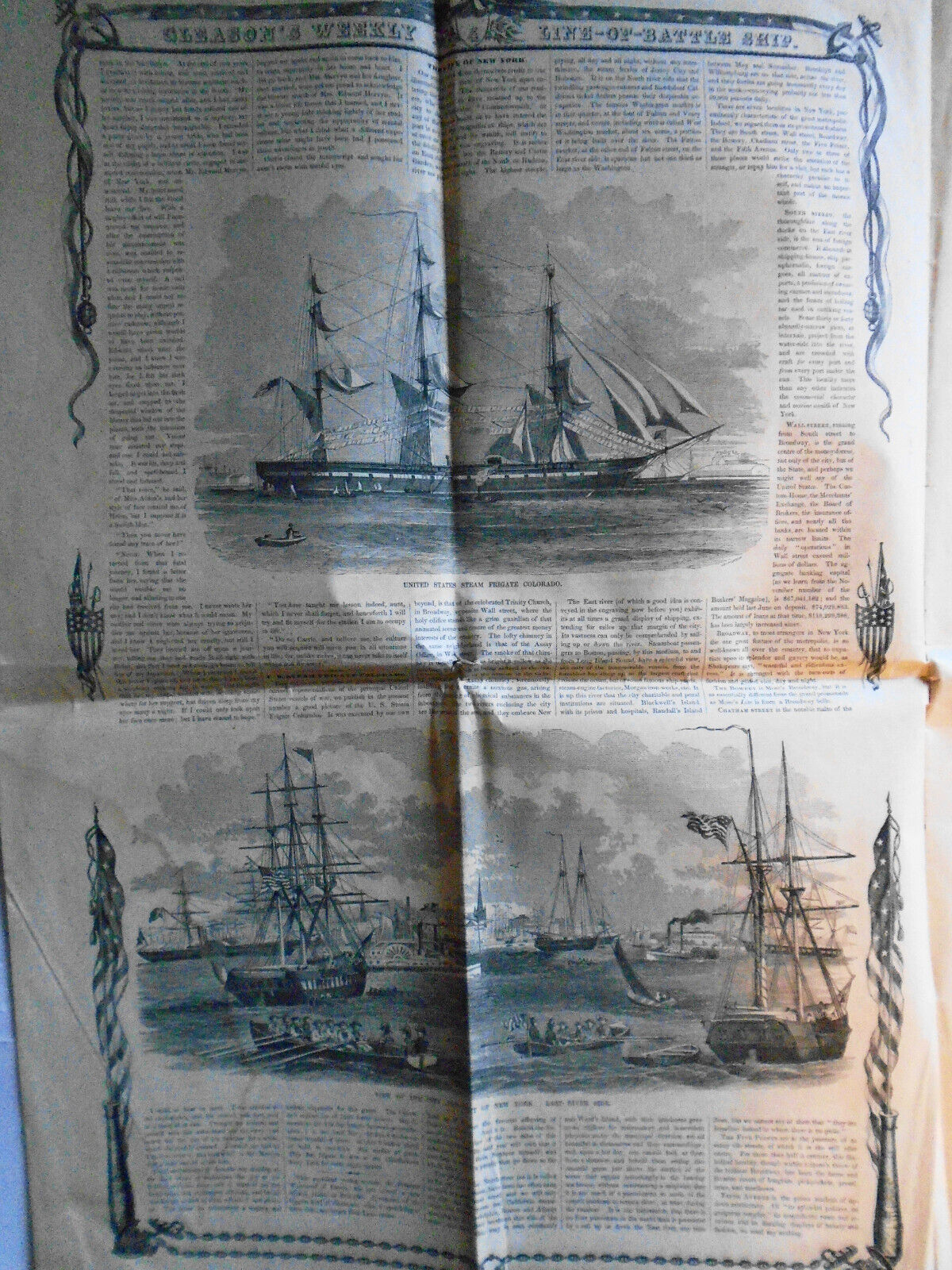 Gleason's Weekly Nov 20, 1858 - Steam Frigate Colorado; City & Port Of NY, etc