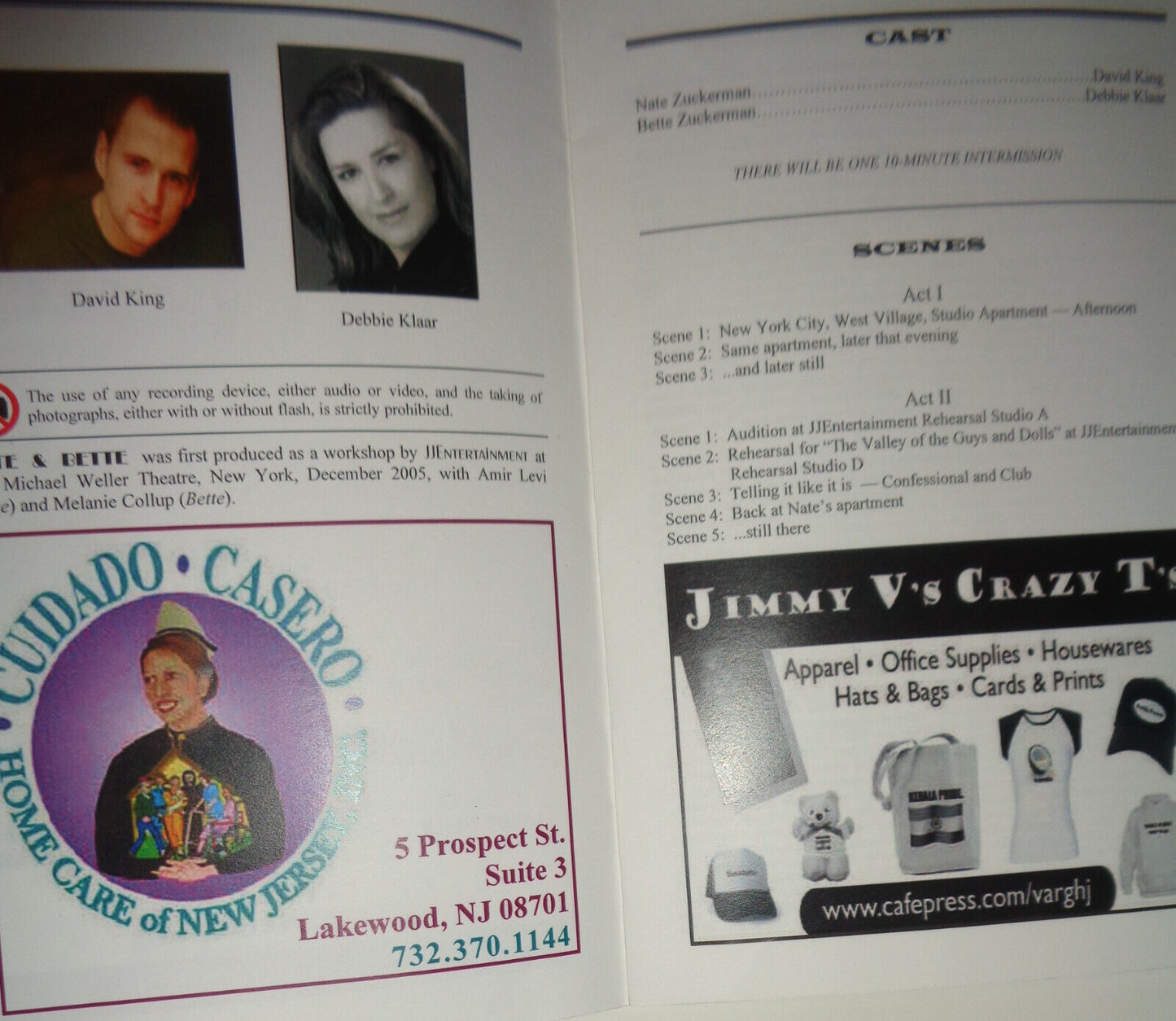 NATE & BETTE - PROGRAM - 2007 - NYC, THEATRE ROW / THE STUDIO THEATRE
