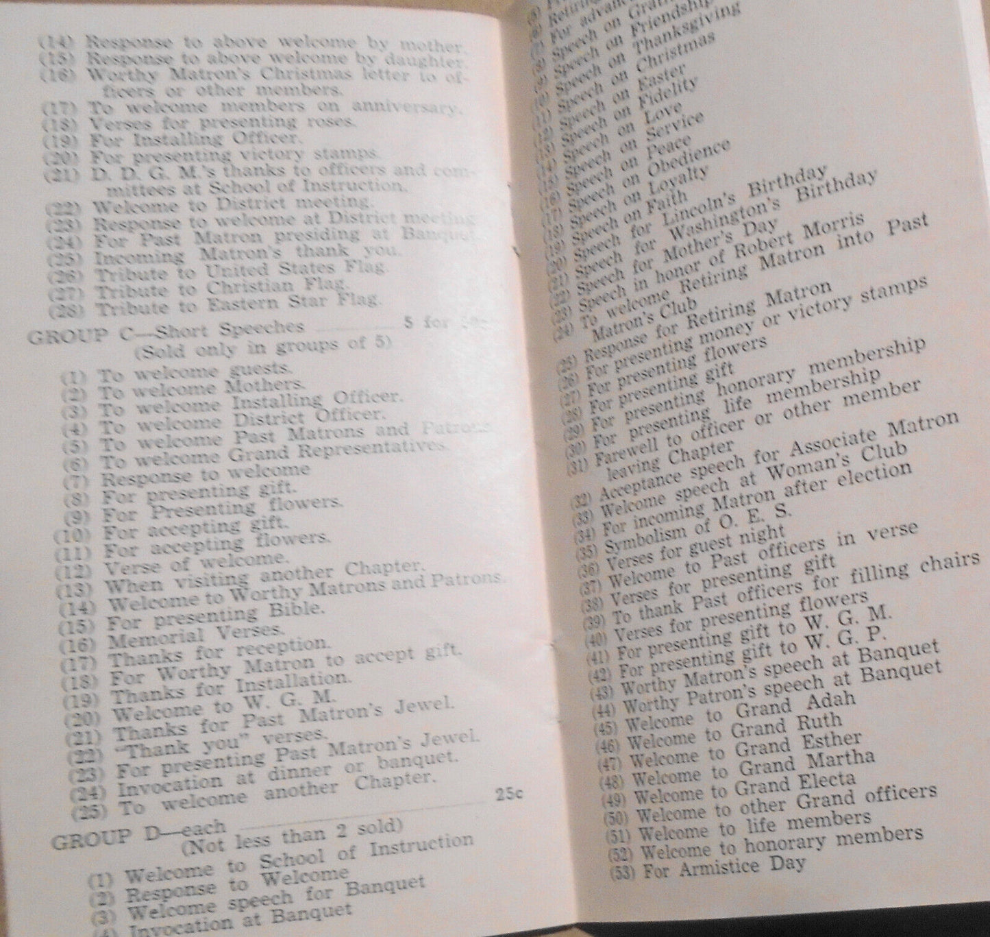 Order of Eastern Star Marches Songs Ceremonies catalog - Associate Matrons 1940s
