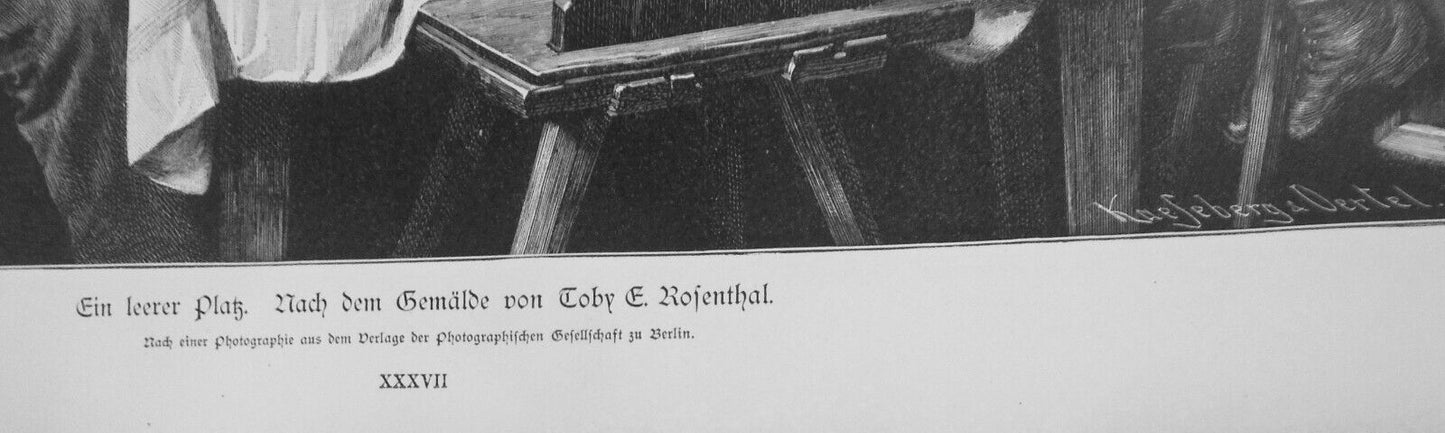 Ein Leerer Platz, by Toby E. Rosenthal  --  1886 -- Original antique print