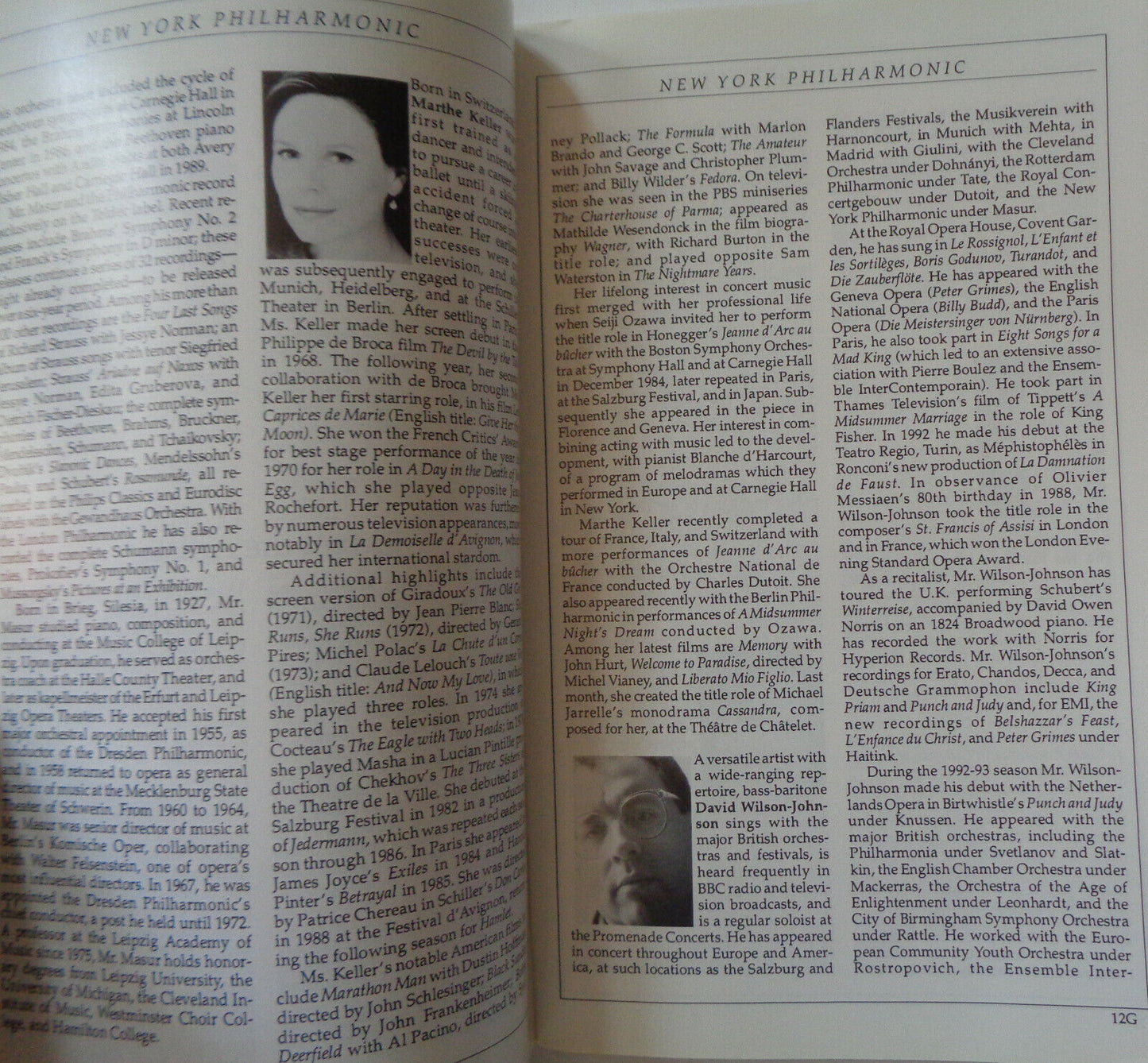 JEANNE D' ARC AU BUCHER - STAGEBILL - APRIL 1994 Kurt Masur, NY Philharmonic
