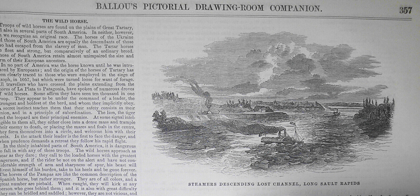 A Trip to Canada - Story & 8 Prints - Ballou's Pictorial, June 6, 1857. Original