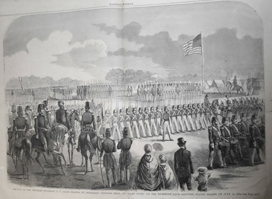 Review Of The Seventh Regiment N.Y. State Militia By GeneraL Hall -  HW 1860