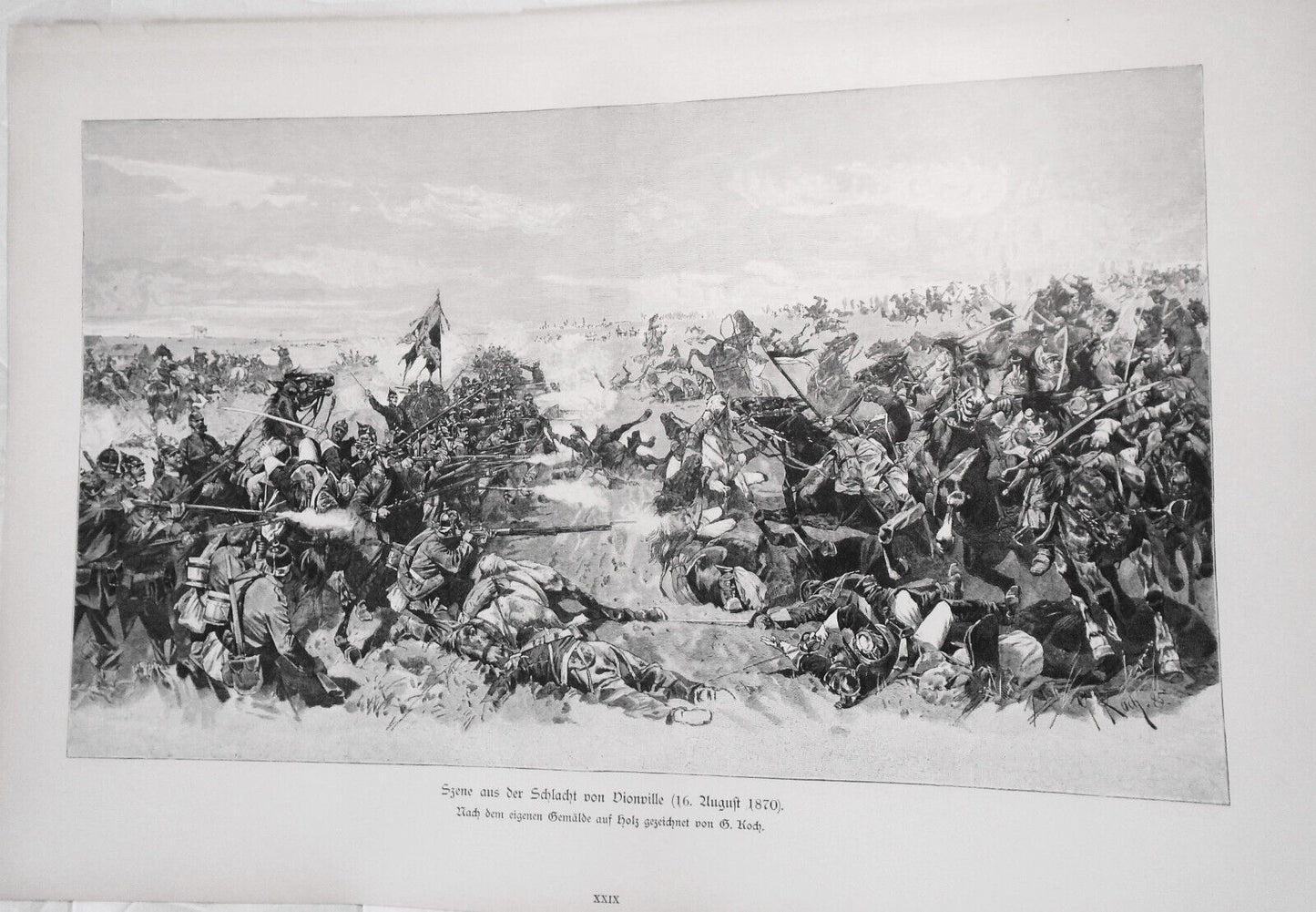 Szene aus der Schlacht von Vionville, by G. Koch - 1886 - Original antique print
