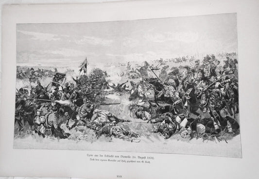 Szene aus der Schlacht von Vionville, by G. Koch - 1886 - Original antique print