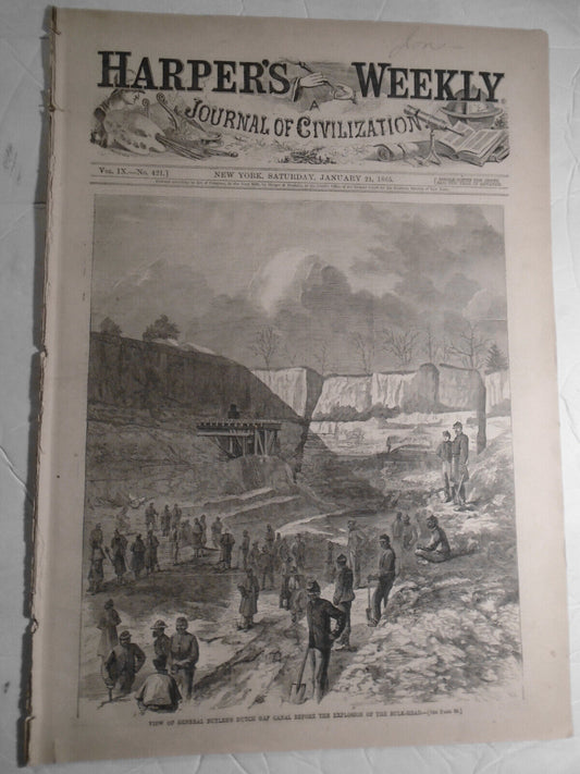 Original Harper's Weekly January 21, 1865  Union Army enters Savannah - Complete