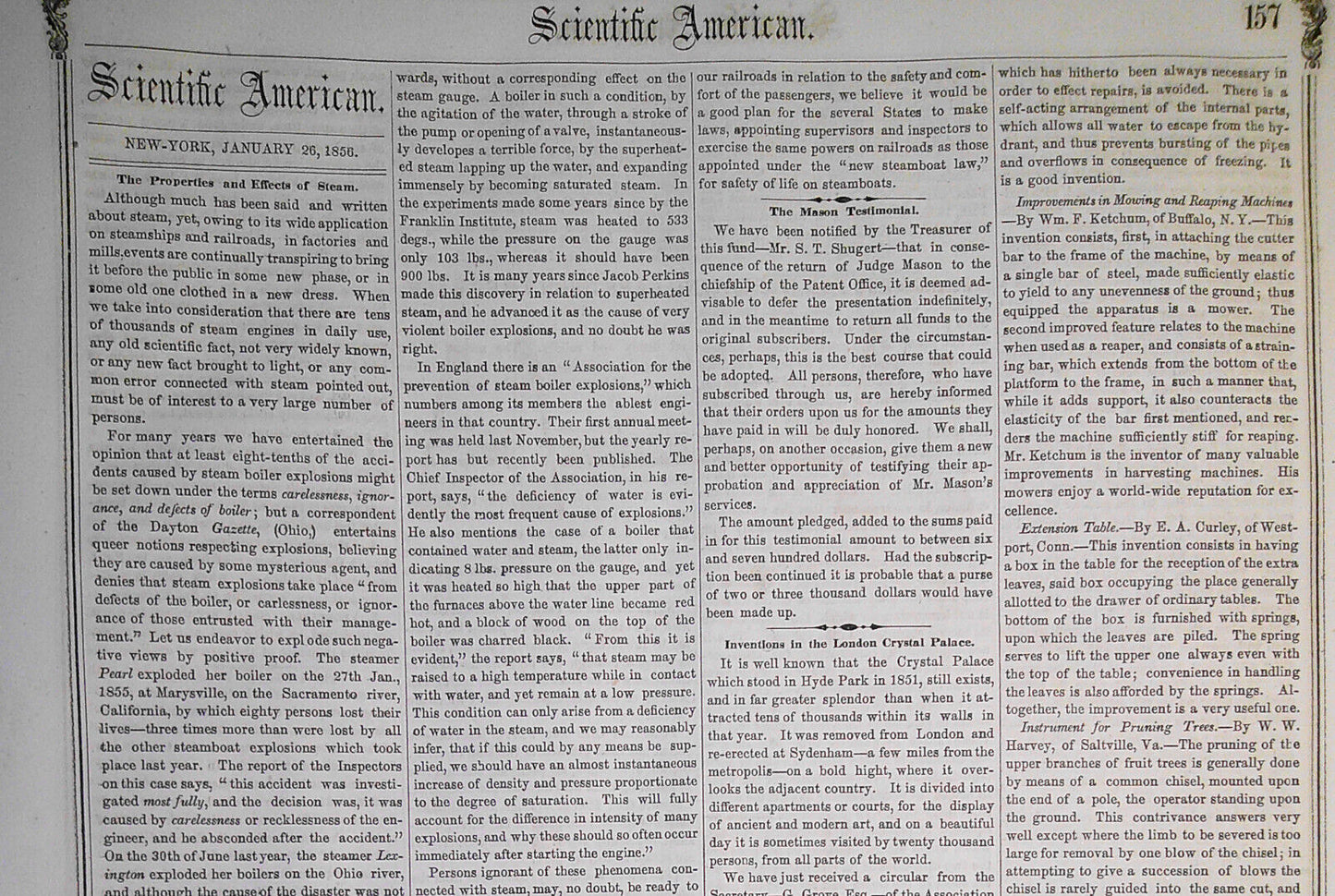 Scientific American, January 26, 1856. Original complete issue.