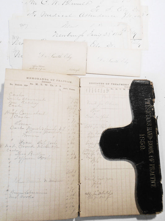 Physician's Hand-Book of Practice 1859 of Dr Smith Ely, Newburgh 1860-66 records