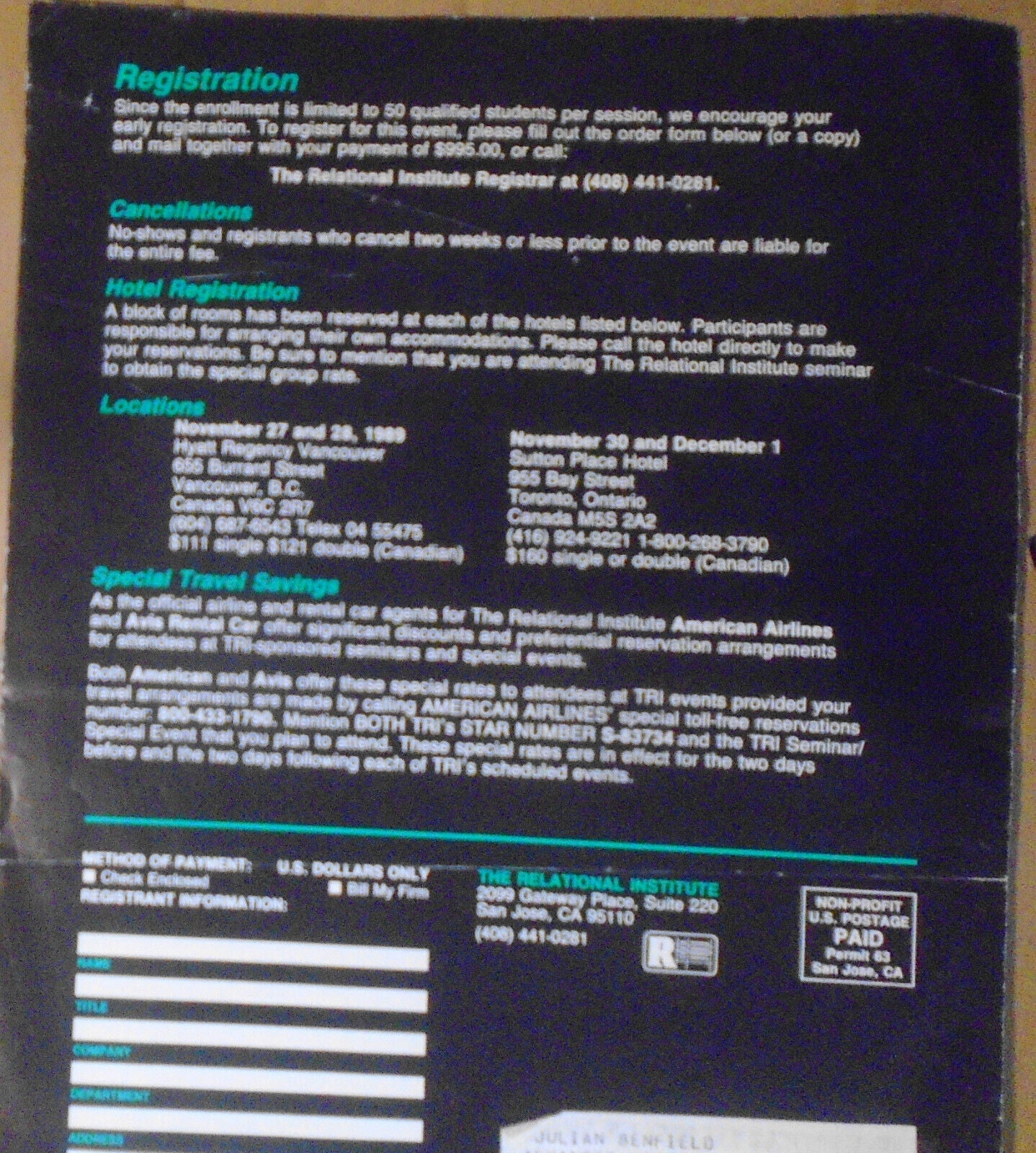 Prem Mehra on [IBM] DB2 : The Performance Seminar - 1989 brochure.
