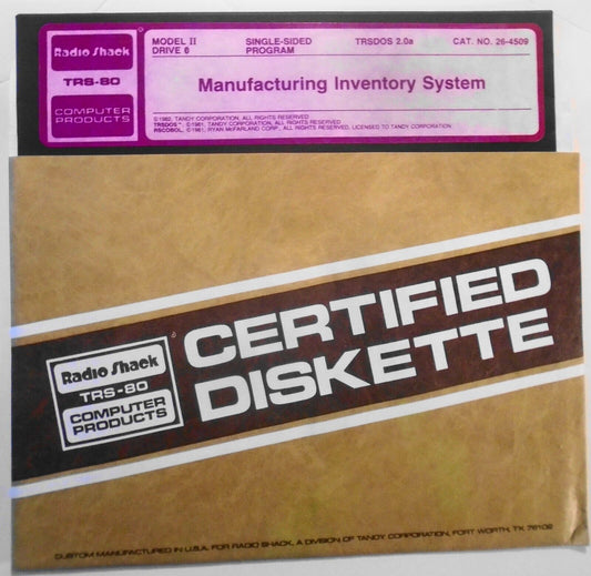 1982 TRS-80 Model II Manufacturing Inventory System.