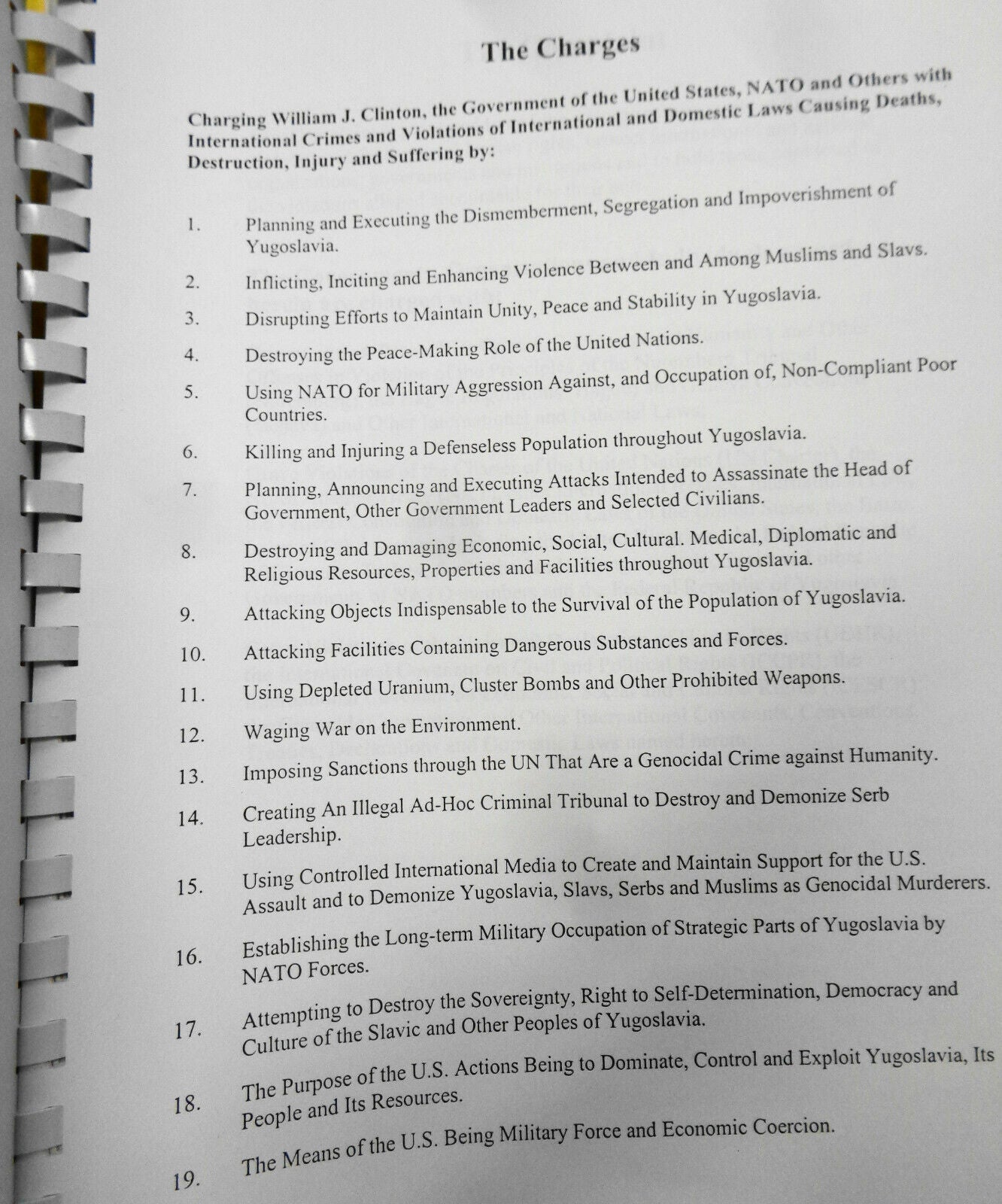 Independent Commission of Inquiry to Investigate US/NATO War Crimes.. Yugoslavia