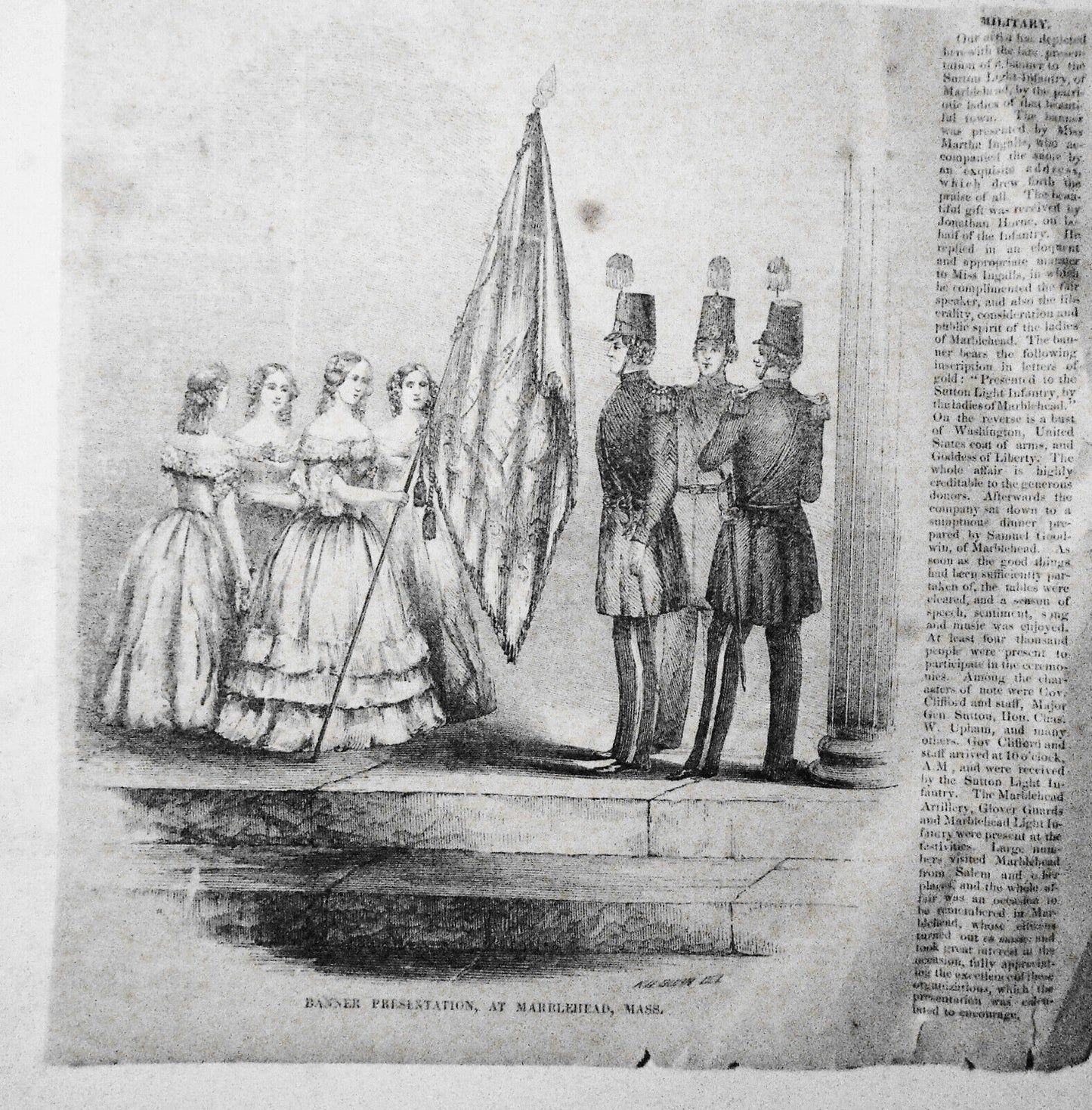 "Banner Presentation, At Marblehead, Mass" - 1853 Gleason's Pictorial.