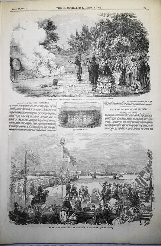 Captain Disney's War Projectile Experiments - Illustrated London News  - 1855
