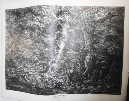 Der Neuenburger Urwald in Oldenburg von F. Lindner -  1884 -- 22x16 in, Original