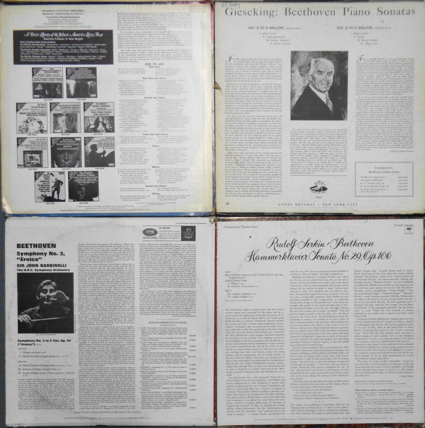 16 Beethoven LPs: Balachowski Richter Van Cliburn Schnabel Badura-skoda Brendel