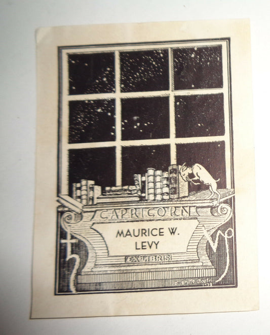 Maurice W. Levy, 1933 - Ex-Libris Bookplate - signed in plate (undecipherable)