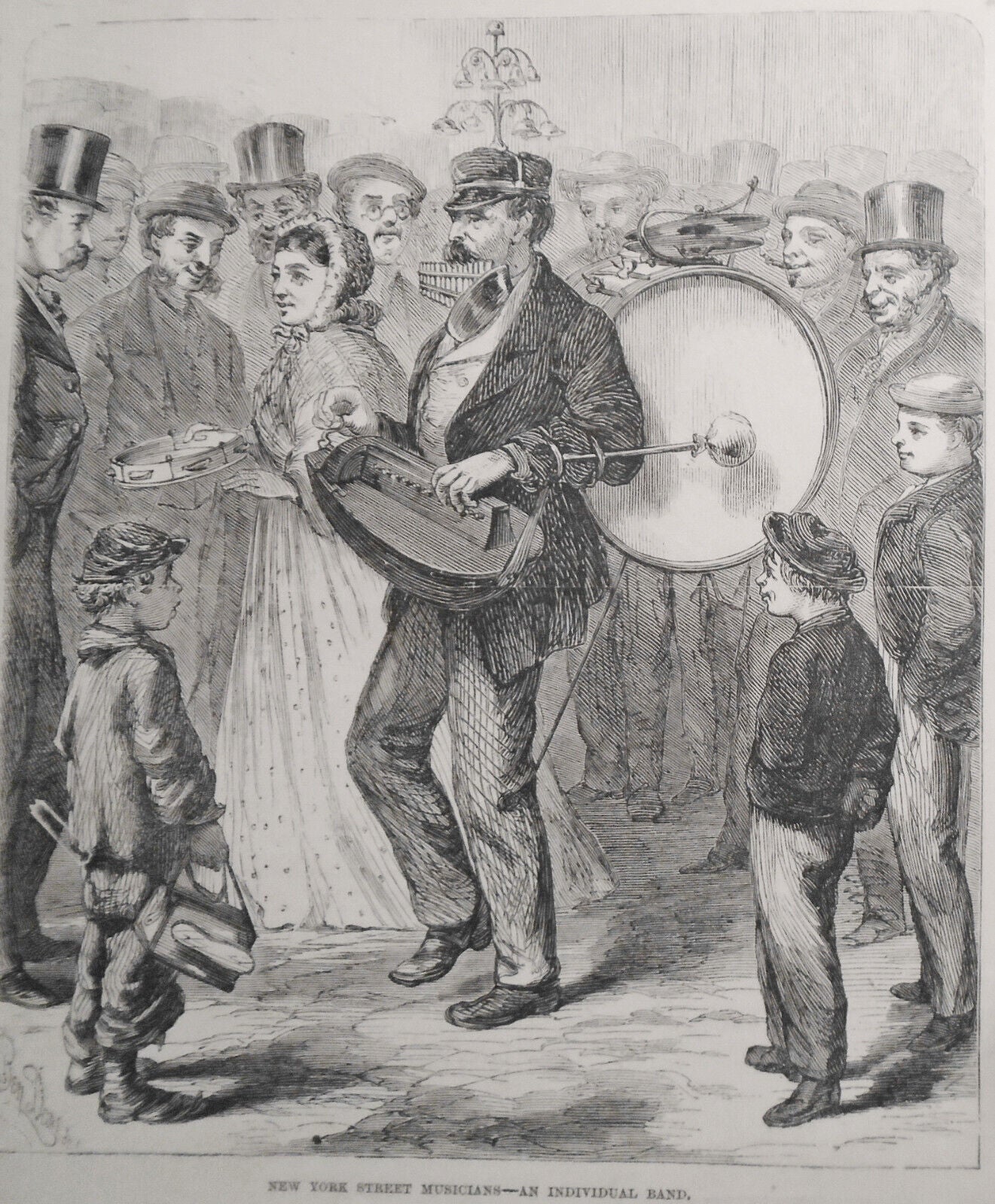 New York Street Musicians - an Individual Band -  Frank Leslie's, May 4, 1867