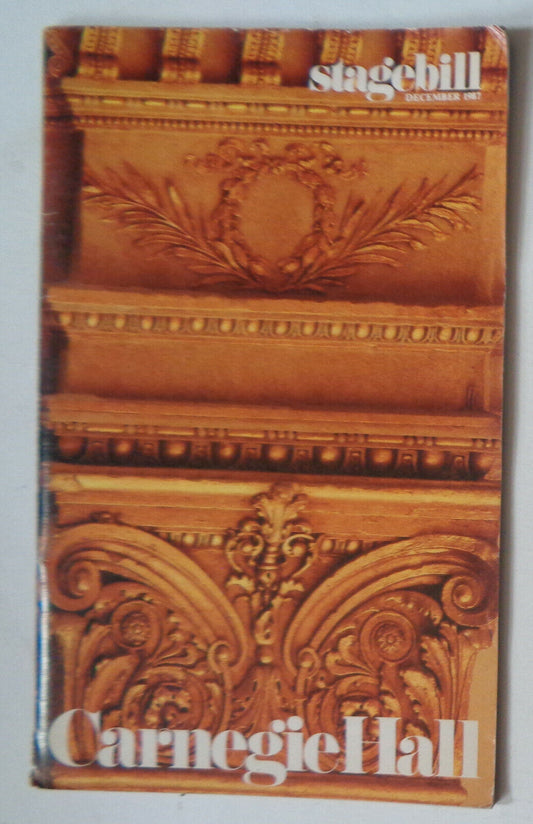 BOSTON SYMPHONY ORCHESTRA - CARNEGIE HALL STAGEBILL- DECEMBER 1987