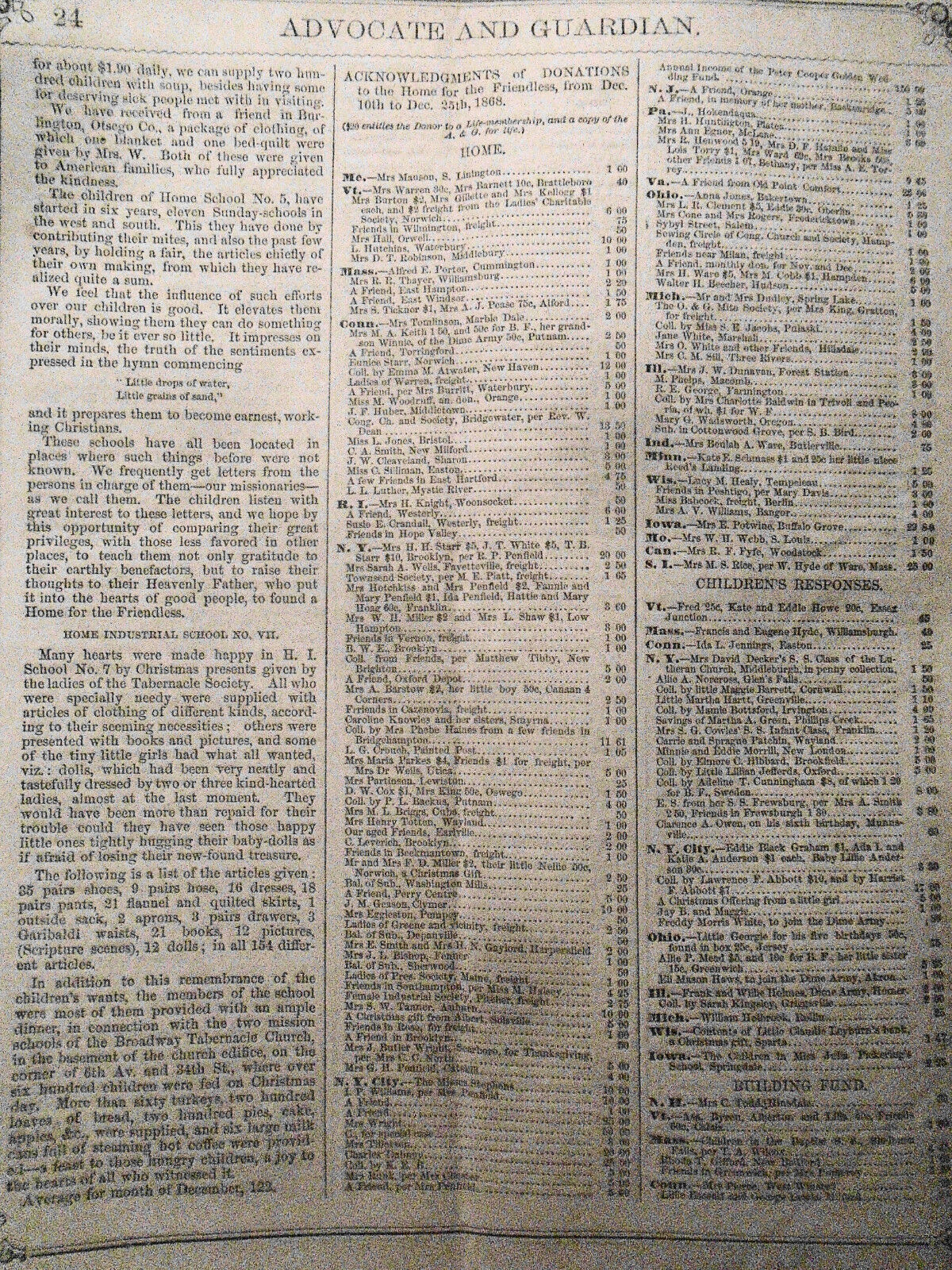 1869 Lot of 3 issues of  Advocate and Family Guardian