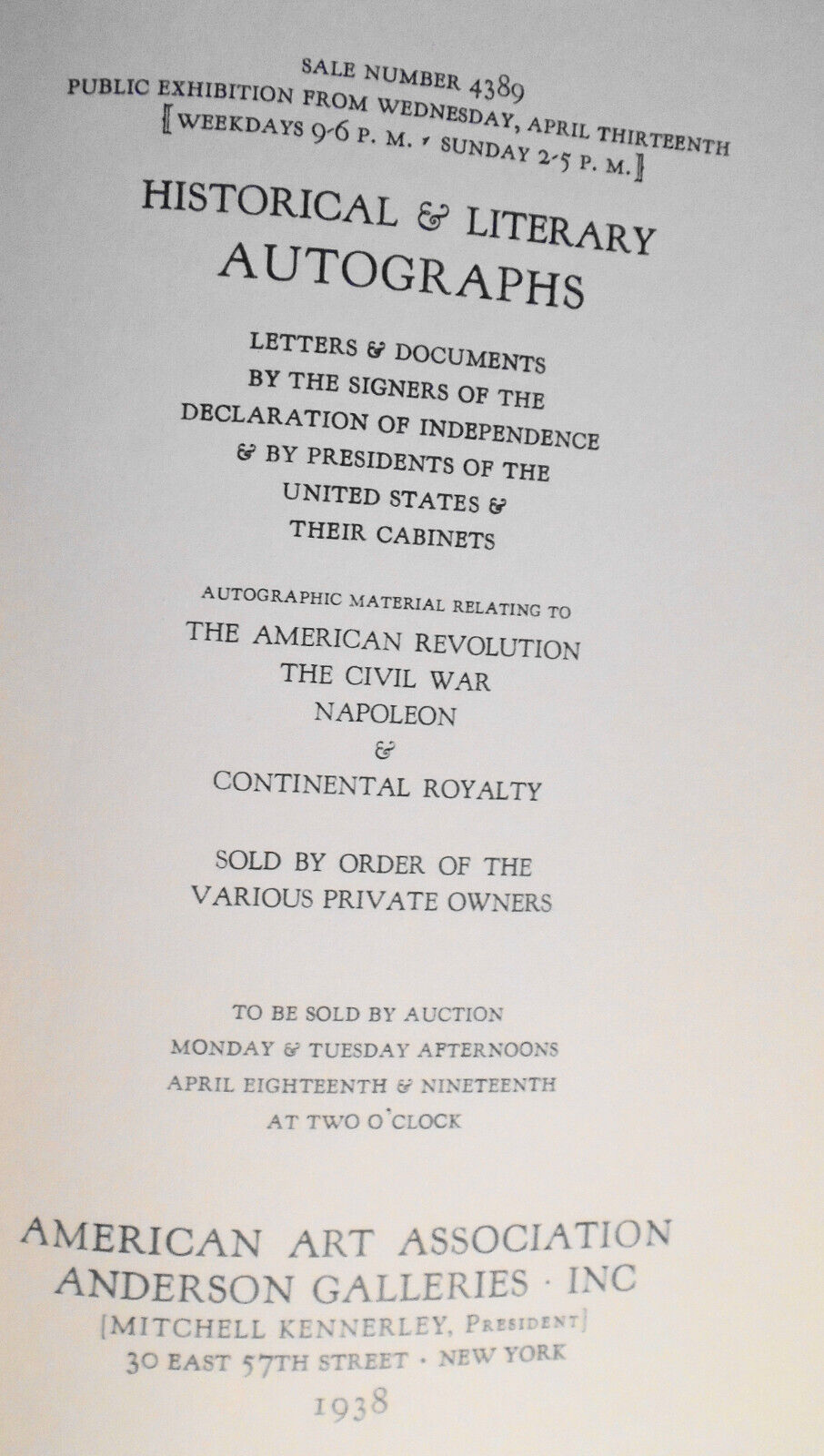Historical & literary autographs - Bernhard Benson collection, etc - 1938