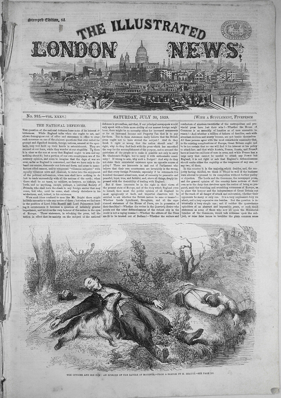 Illustrated London News, July 30, 1859. Railway Map of Lower Egypt;  Mantua; etc