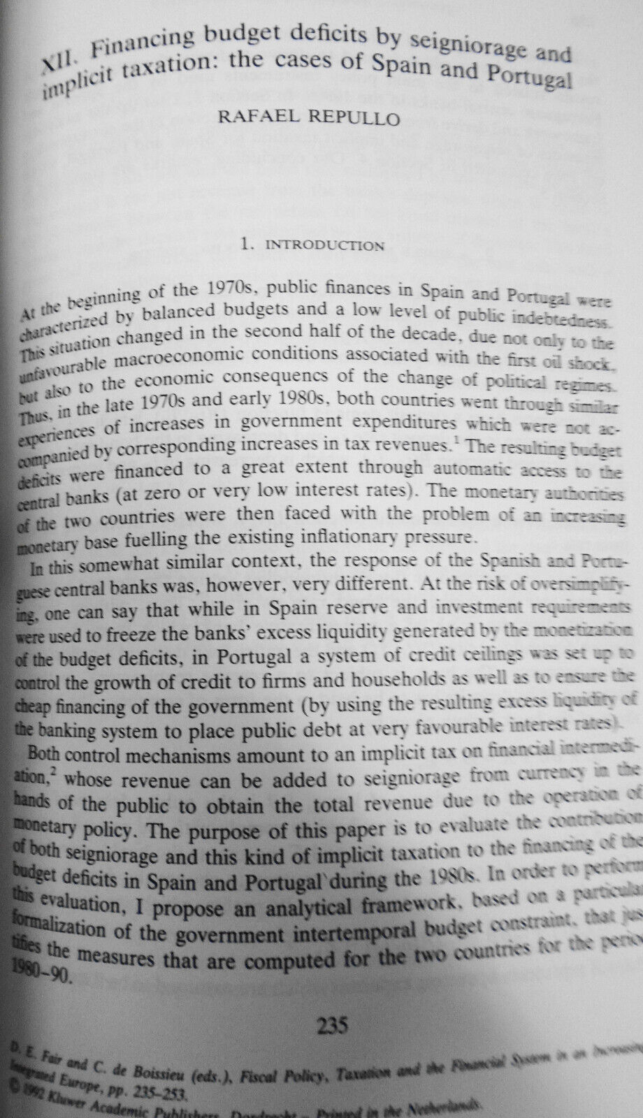 Fiscal policy, taxation, & financial system in an increasingly integrated Europe