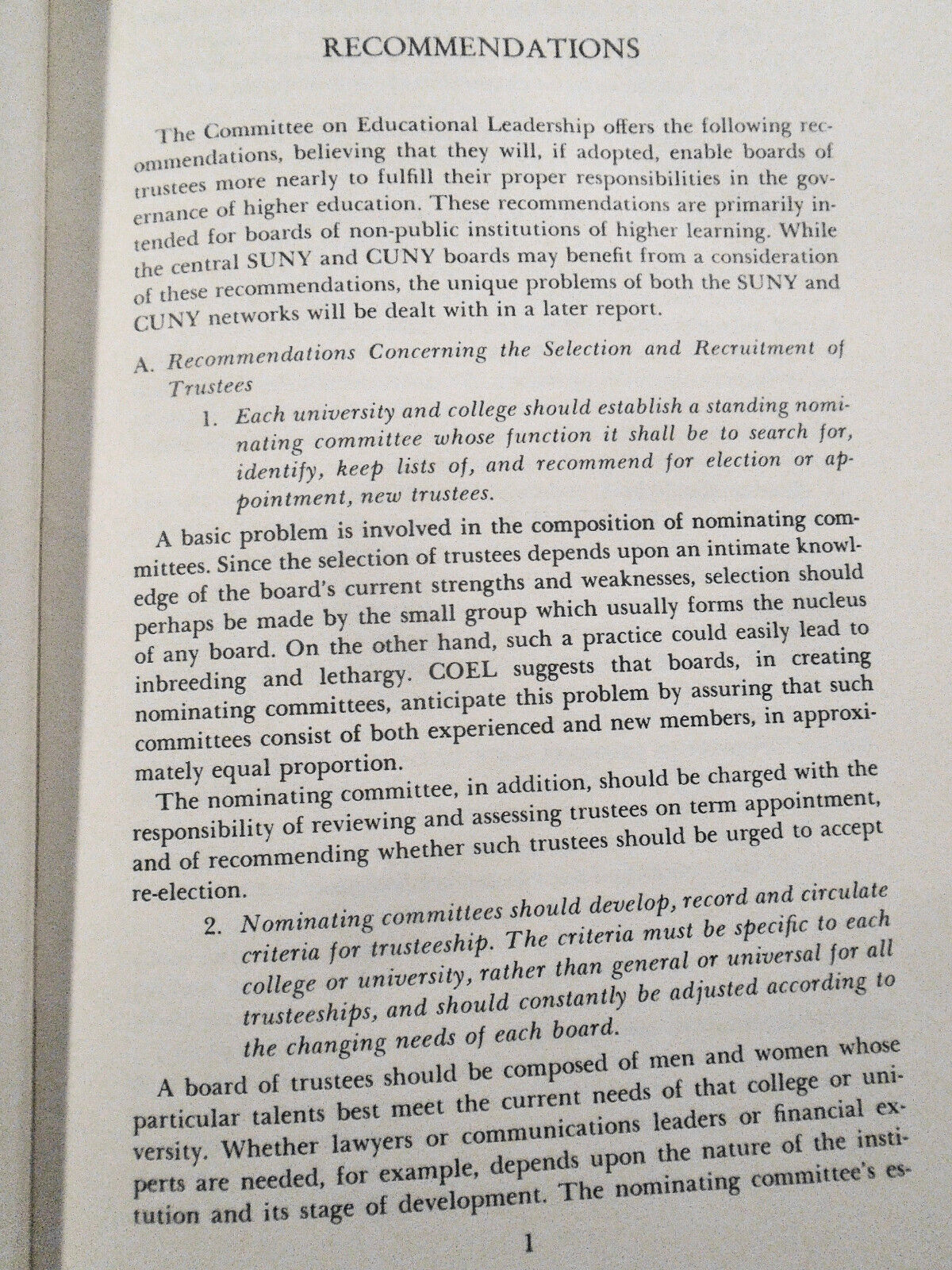 College & University Trustees & Trusteeship - Recommendations... 1966 NY Regents