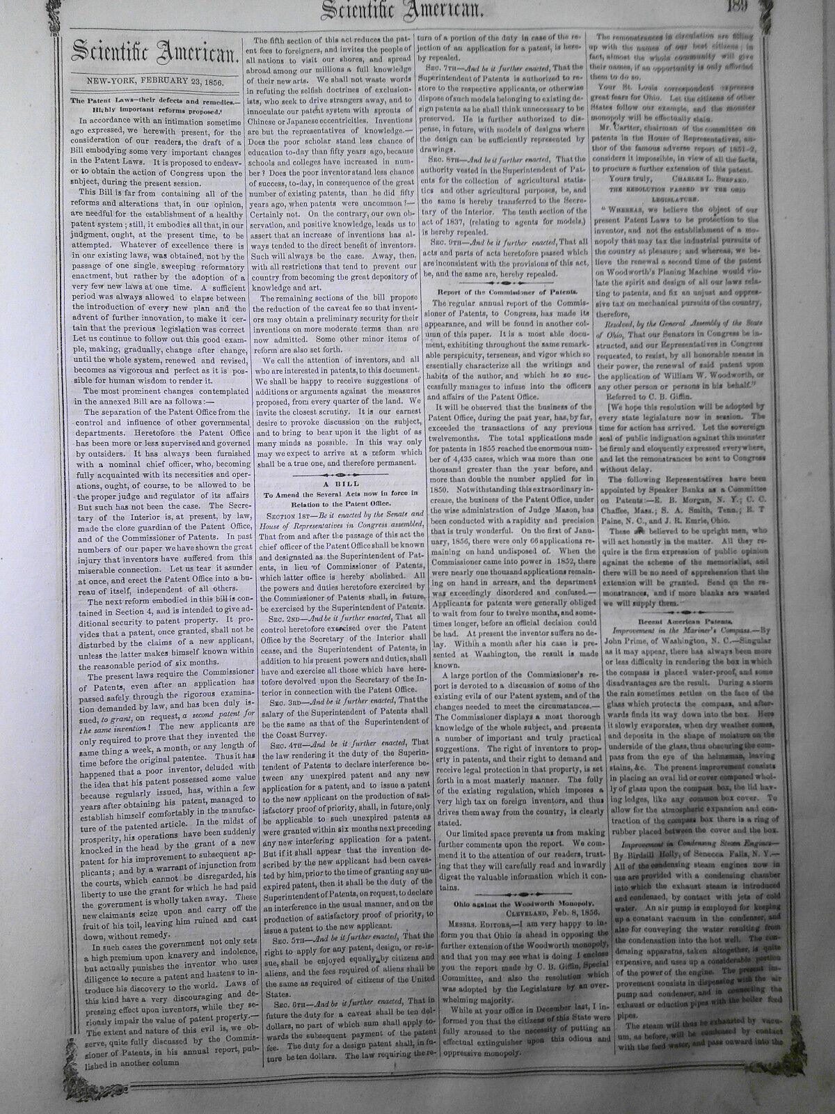 Scientific American, February 23, 1856. Original complete issue.