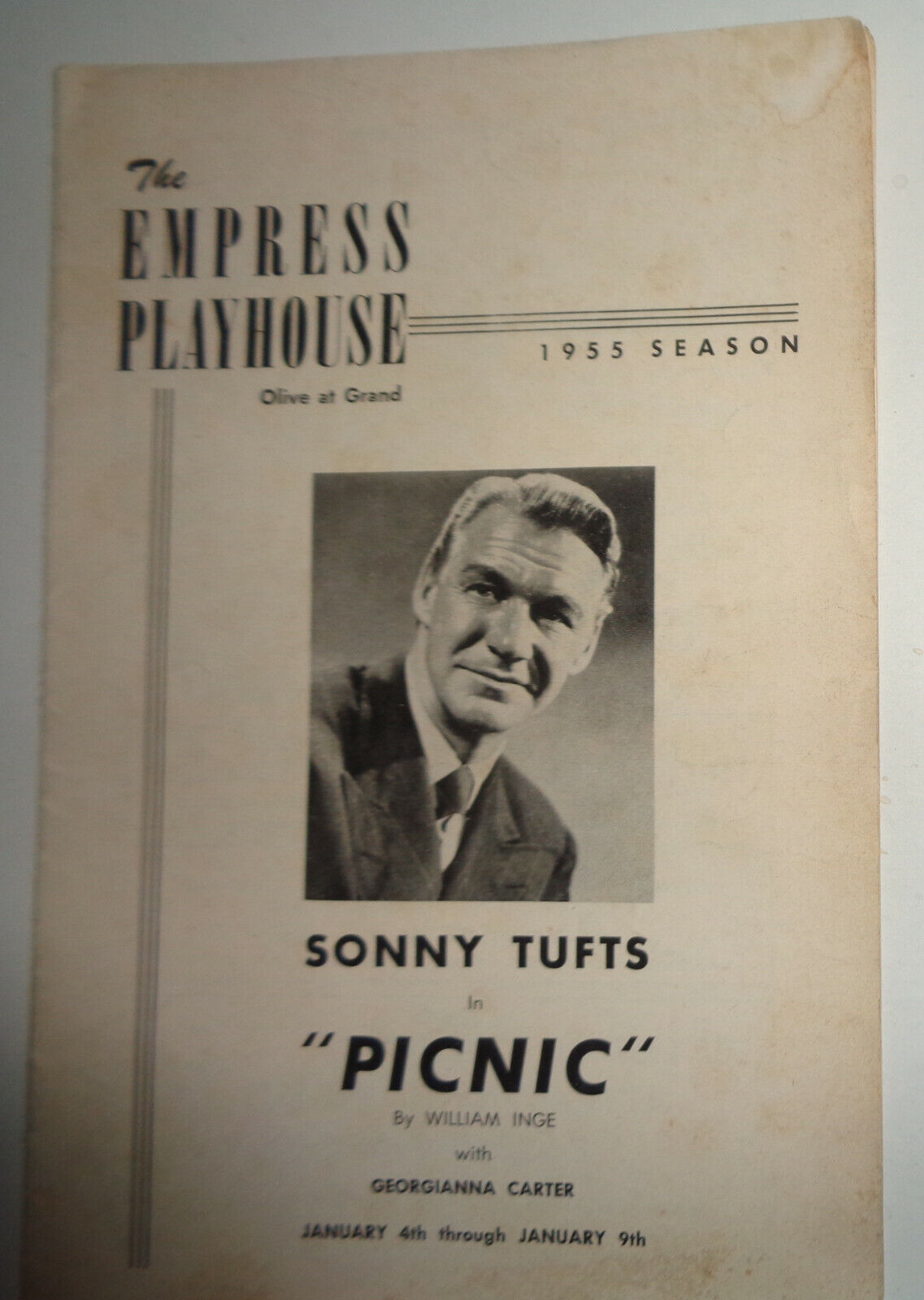 "PICNIC" - PROGRAM - ST LOUIS: THE EMPRESS PLAYHOUSE with CHRISTINE JORGENSEN AD