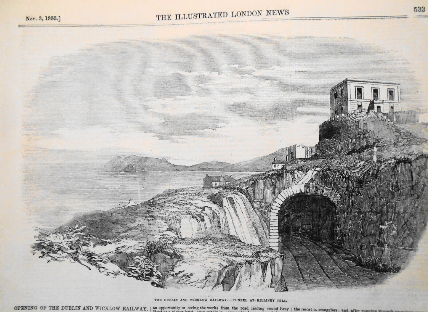 Opening of the Dublin and Wicklow Railway - 2 prints and story, 1855