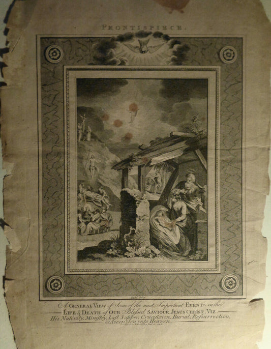 1793 His Nativity, Ministry, Last Supper, Crucifixion...  engr., Priestley Bible