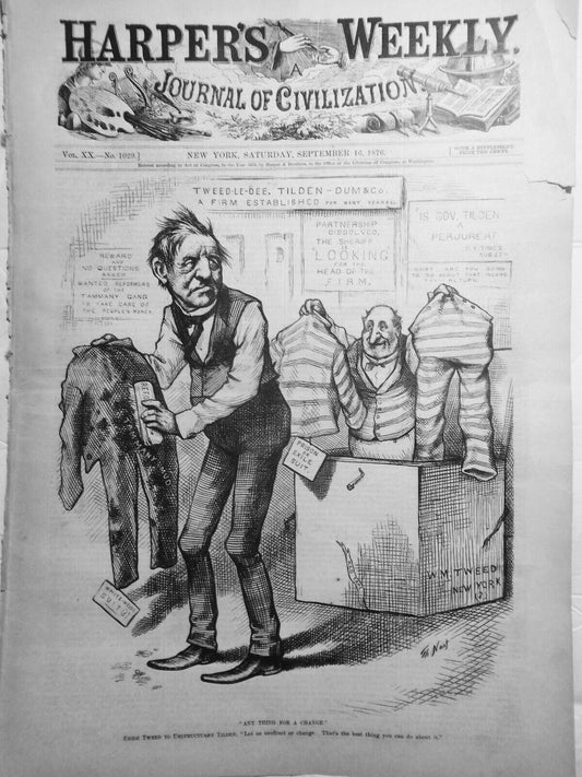 Harper's Weekly, September 16, 1876 - Original complete issue. Tweed, Tilden etc