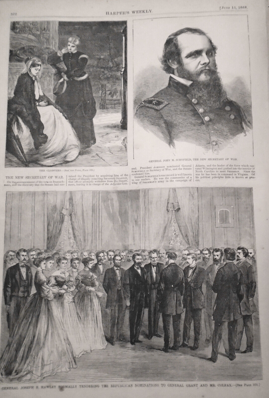 Harper's Weekly June 13, 1868: Chinese Embassy; New Jersey Fish Farm - Trout etc